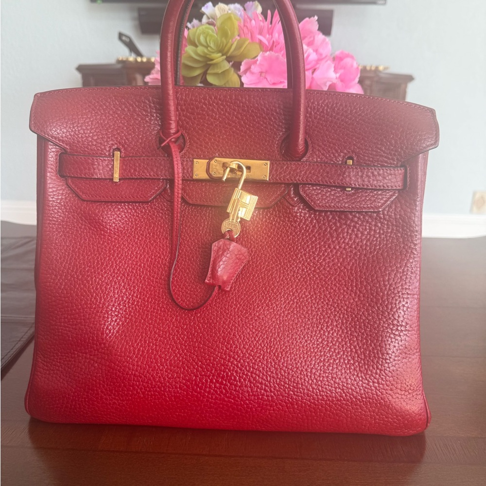 Hermes Haute a Courroies size 32cm - RED REPAINTED - Picture 10 of 17